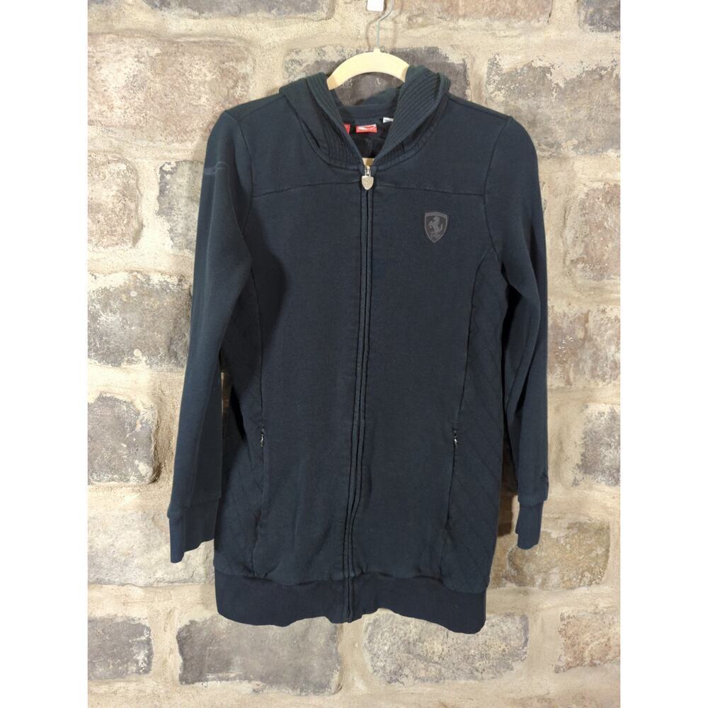 Puma X Ferrari Sweatshirt Woman's‎ Medium Black Hoodie Full Zip Racing Long